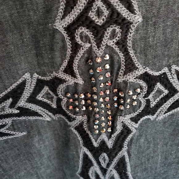 Roar Men's Dark Grey Embroidered Appliqued Long Sleeve Shirt size XL - Picture 7 of 11